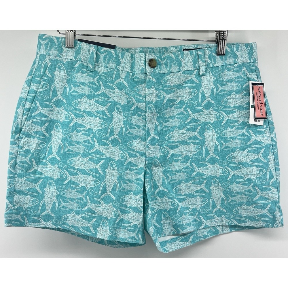 Vineyard Vines Breaker Shorts Tuna Dot Tagged 35 Measure 36 5" Inseam Stretch